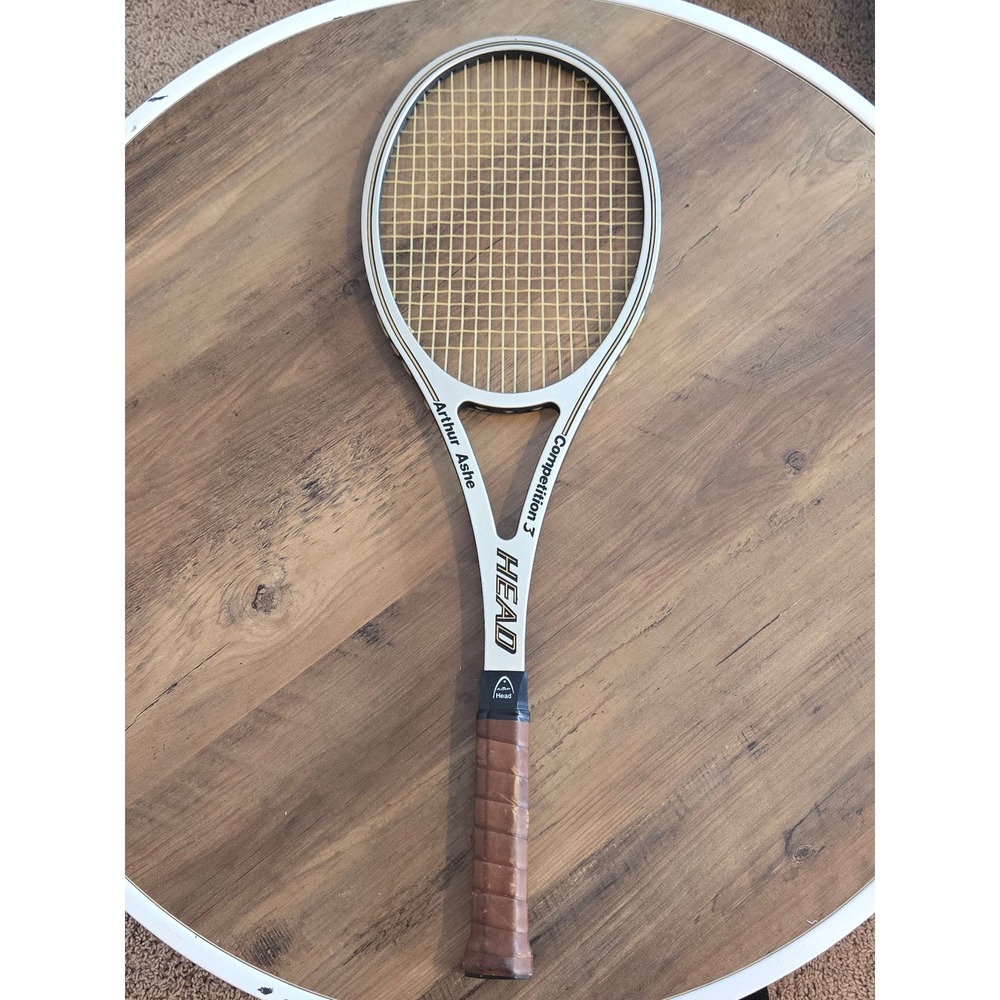 Vintage AMF Head Arthur Ashe Competition 3 Tennis Racquet Silver Leather Grip